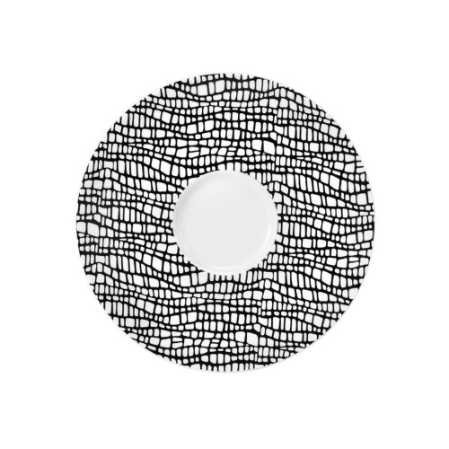 Seltmann Kombi-Untertasse 13,5 cm, rund, Form: Life, Dekor: 25677 Fashion glamorous black, hohe Kantenschlagfestigkeit, Made in Germany