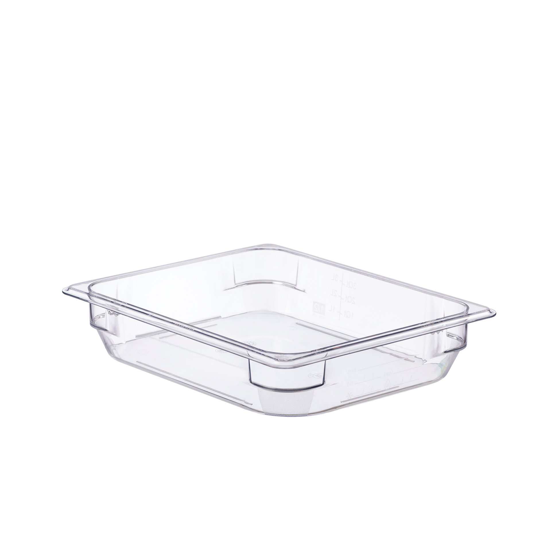 ARAVEN Basic Behälter GN 1/2 65mm Höhe und 4 Liter Fassungsvermögen aus Polycarbonat, durchsichtig