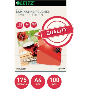 Leitz Laminierfolientasche 216 x 303 mm (B x H) DIN A4 175µm glänzend 100 St./Pack.