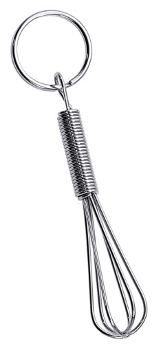 Schlüsselanhänger Schneebesen aus Edelstahl 18/10, hochglänzend, mit Kette und Schlüsselring, hochqualitative Ausführung,