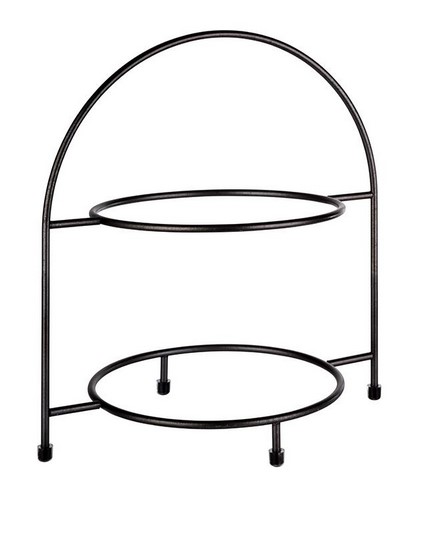 APS Serviergestell "INDUSTRIAL", für 2 Teller, Maße: 29 cm x 19,5 cm x 30 cm , Farbe: schwarz Material: Metall, verchromt