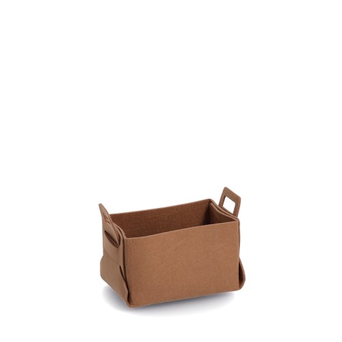 Aufbewahrungskorb, Filz, cognac. Länge: 180 mm. Breite: 130 mm. Höhe: 110 mm