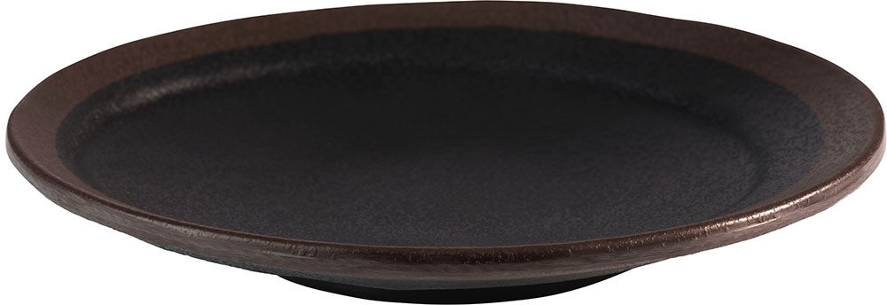 Teller -MARONE- Ø 16 cm, H: 2,5 cm Melamin, schwarz mit braunem Rand spülmaschinengeeignet stapelbar nicht