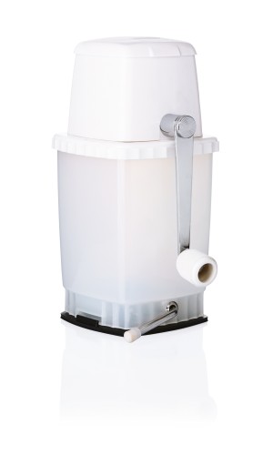 Eiszerkleinerer. mit Saugfuß. Kunststoff. mit Handkurbel.