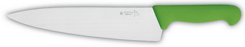 Giesser Kochmesser mit 26 cm Klingenlänge, breite Form, grüner Griff, Klinge aus hochwertigem Chrom-Molybdän-Stahl