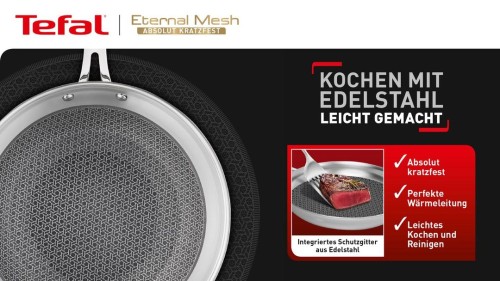 Tefal Eternal Mesh Bratpfanne 24 cm, Dreifachkonstruktion Edelstahl-Aluminium-Edelstahl, induktionsgeeignet