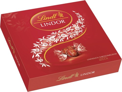 Lindt Lindor Präsent Box Milch Schokoladenkugeln Inhalte je Packung: 187G.