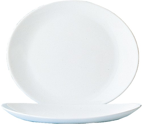 Steak-Teller flach RESTAURANT UNI 30 cm Höhe 30 mm, Durchmesser 300 X 261 mm Arcoroc Blanc gehärtet