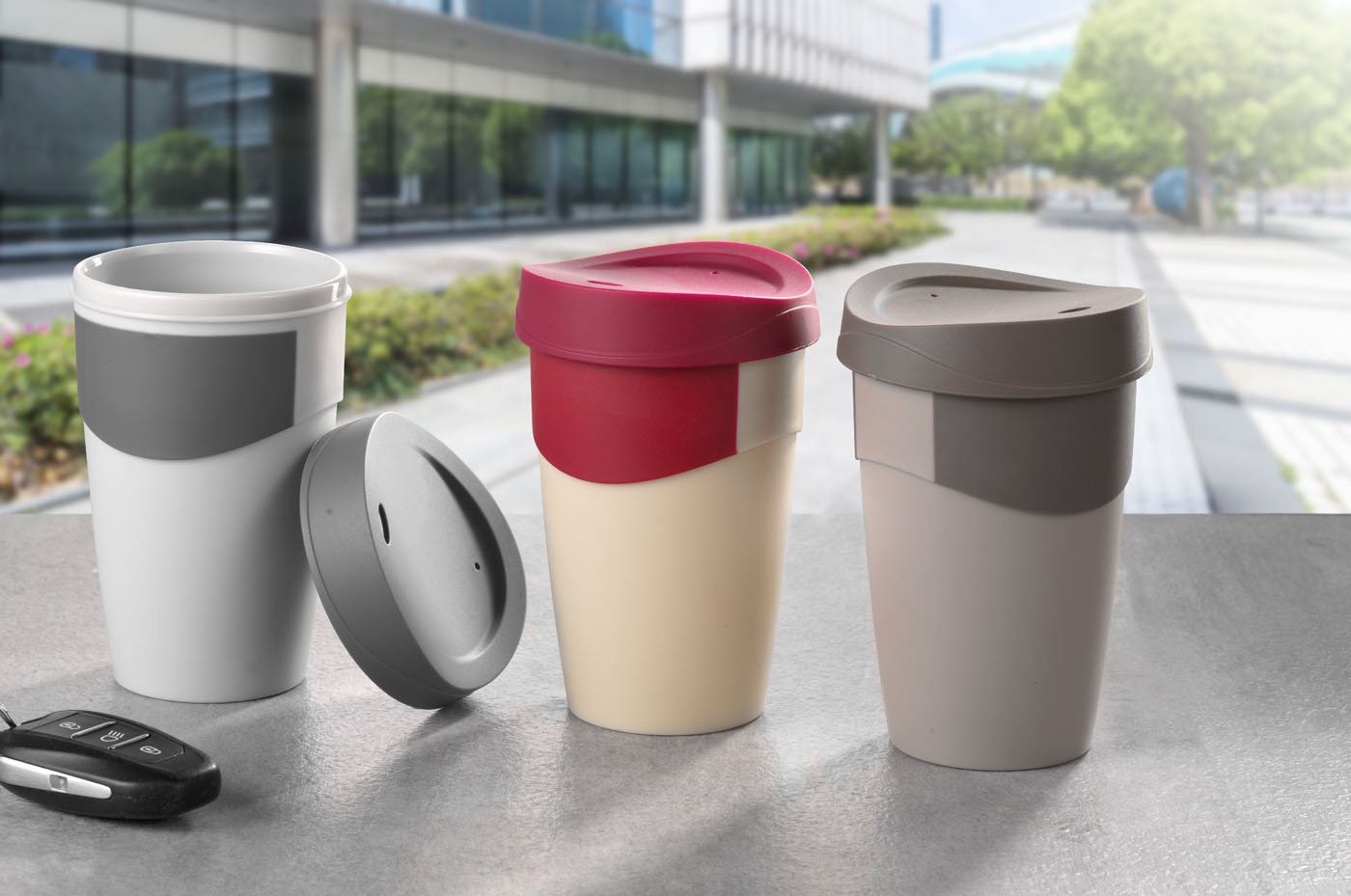 Helios Waycup Mehrwegkaffeebecher Rock Grau, Spülmaschinenfest, aus super-strapazierfähigem PP, Natürlich BPA-Frei, im Einzelkarton