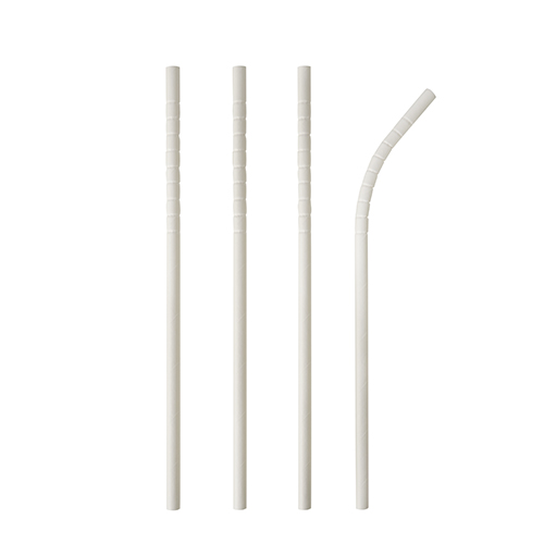 100 Trinkhalme, Papier "pure" Ø 6 mm · 20 cm weiss flexibel von PAPSTAR