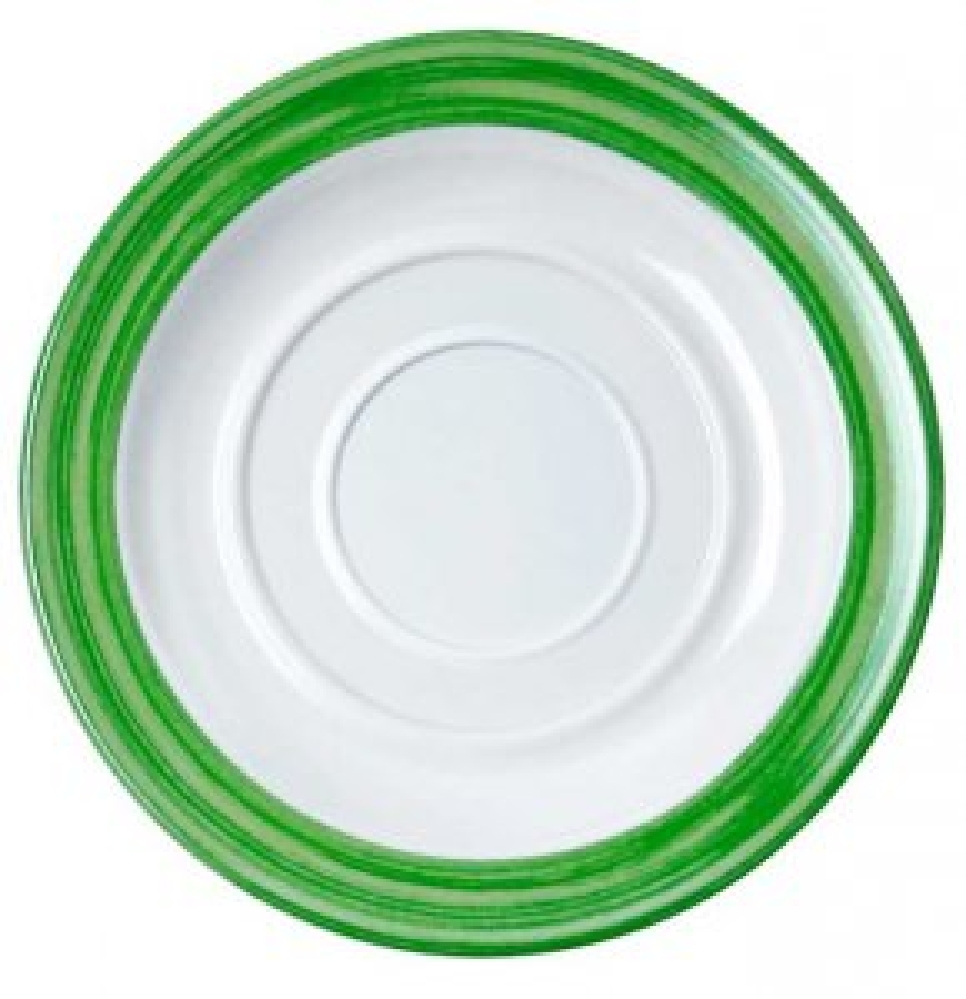 WACA Kaffeeuntertasse BISTRO in weiß-kiwigrün, aus Melamin. Durchmesser: 14 cm.