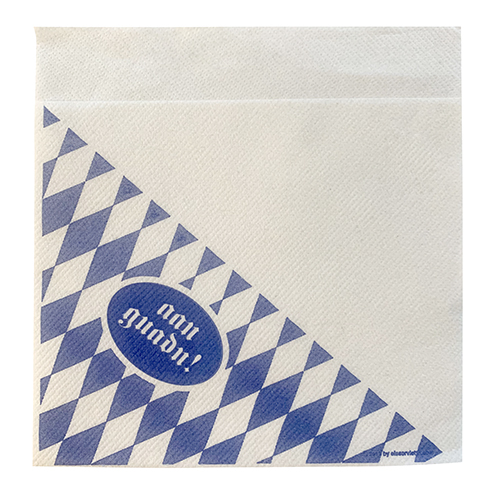 PAPSTAR 50 Snackservietten, stoffähnlich, Airlaid 1/4-Falz 32,5 cm x 30,5 cm weiss "Bayrisch Blau"