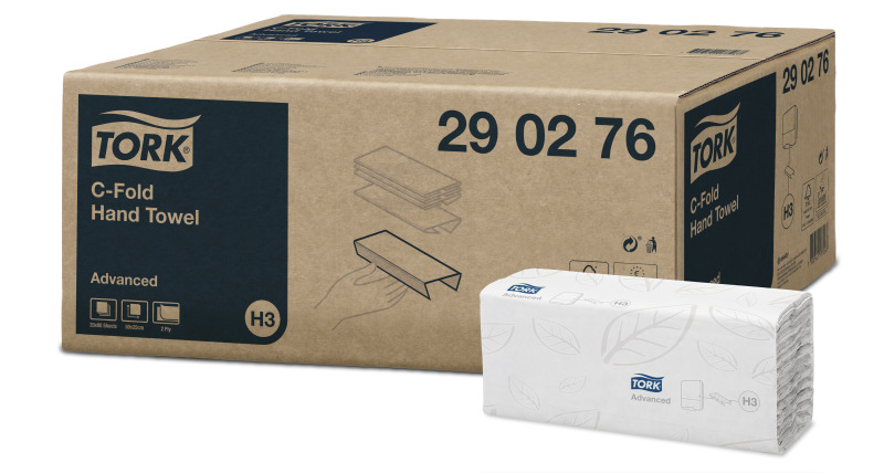 Tork Lagenfalz-Handtücher Advanced, C-Falz, 25 x 49,6 cm, 2 lg., hochweiß, 20 x 80 St./Krt.