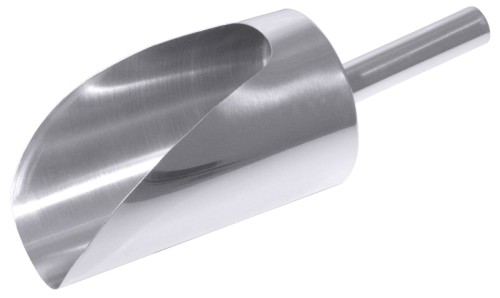Mehlschaufel aus Edelstahl, hochglänzend, fugenlose Schaufel Durchmesser Schaufel: 13 cm, Länge: 33 cm, Schaufellänge: 20