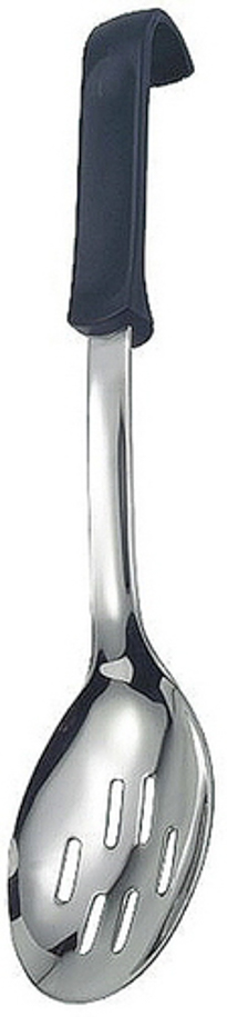 Servierlöffel, geschlitzt 11 x 7 cm, Griff: 25 cm Edelstahl, Polypropylen ergonomischer, rutschfester Griff mit STOP-Funktion