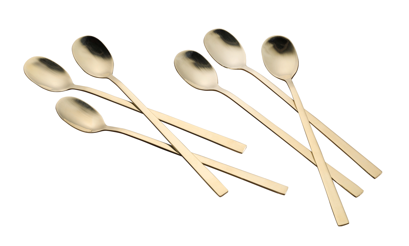 6er Pack Langstiellöffel MELINA, Edelstahl, mit PVD-Beschichtung, Farbe: Champagner. Edelstahl 18/10, poliert, Materialstärke: 2.0 mm