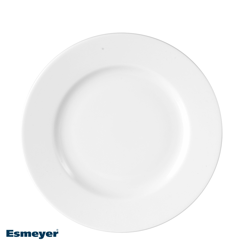 Dessertteller ISTA, Durchm. 21 cm, von caterado, aus weißem Porzellan. Made in Europe. Höhe 1,9 cm.