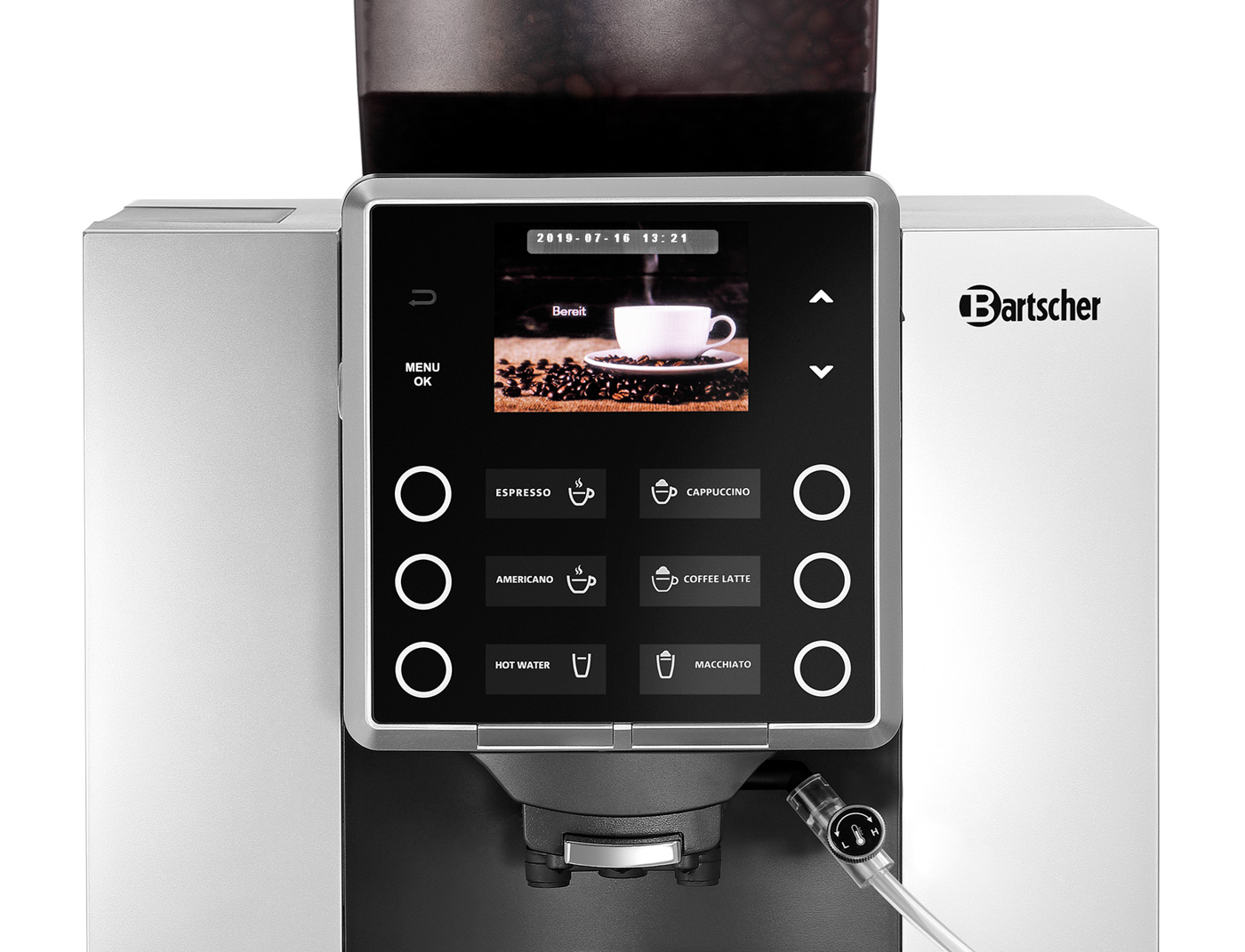 Bartscher Kaffeevollautomat KV1 Classic |Display-Anzeige: Fehlermeldungen ,Programme,Status ,Wartungsinfo | 30,5 x 55 x