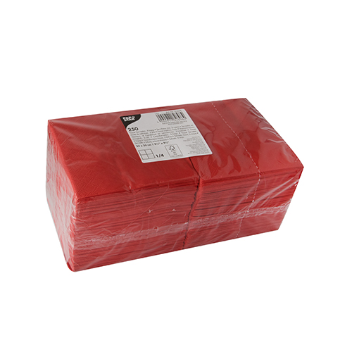 PAPSTAR 250 Servietten, 3-lagig 1/4-Falz 25 cm x 25 cm rot