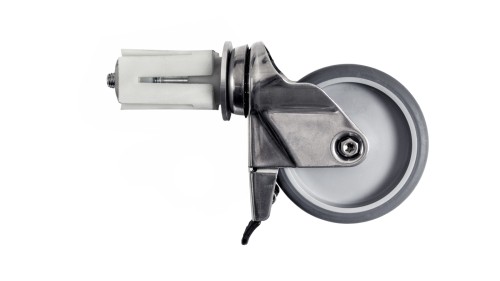 SARO Räderset für Tische Made in Europe - Material: Edelstahl, Reifen: Hartgummi Ø 100 mm - 4er Set mit 2 x gebremsten und 2 x ungebremsten