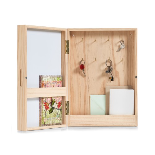Schlüssel-/Memo-Box, Holz unbehandelt, 30x8x42 cm. Farbe: weiß/natur. Dieser klassische Schlüsselkasten wurde aus Holz gefertigt und ist