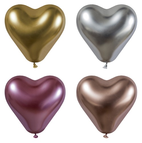 4 Luftballons Ø 28 cm farbig sortiert "Glossy Heart" large von PAPSTAR