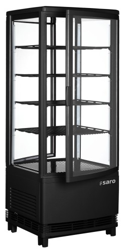 SARO Kühlvitrine mit Doppeltür, Modell SC 100 DT schwarz - Material: (Gehäuse) Kunststoff, schwarz - 4-seitig doppelverglast - Glastüren