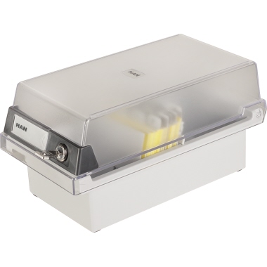 HAN Karteikasten 133 x 121 x 250 mm (B x H x T) DIN A7 quer 800 Karten Polystyrol lichtgrau 1 Stützplatte