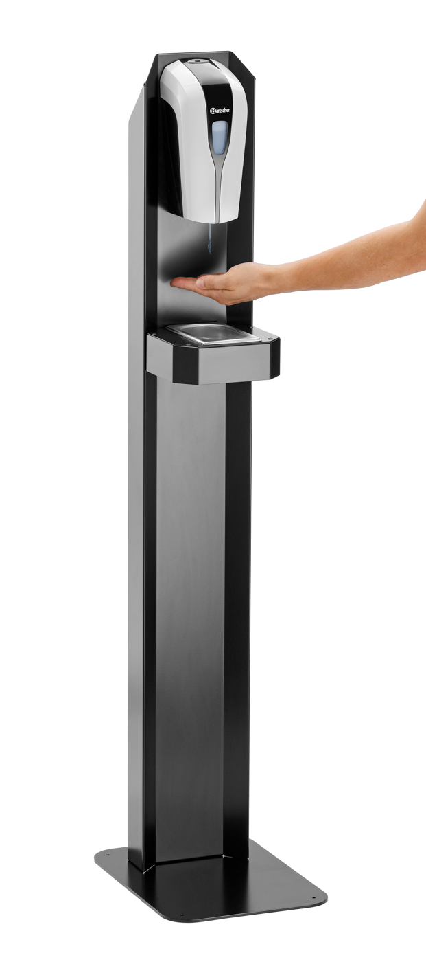 Bartscher Desinfektionssäule D2 1400 |Abtropfschale integriert: Ja | Maße: 22 x 22,5 x140,0 cm. Gewicht: 9,4 kg