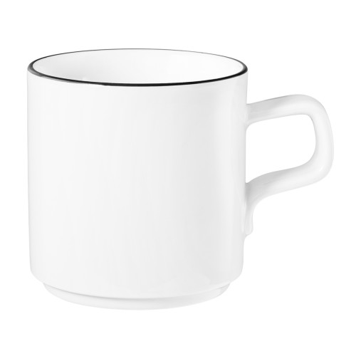 Seltmann Becher mit Henkel 0,28 l, rund, Form: Good Mood, Dekor: 10826 Black Line, hohe Kantenschlagfestigkeit, Made in Germany