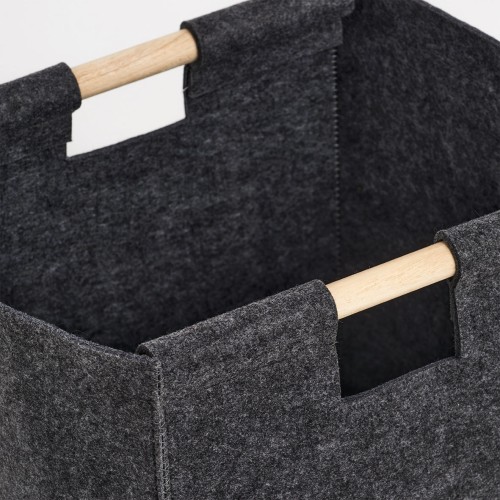 Aufbewahrungskorb, Filz/Holz, anthrazit. Länge: 300 mm. Breite: 300 mm. Höhe: 350 mm