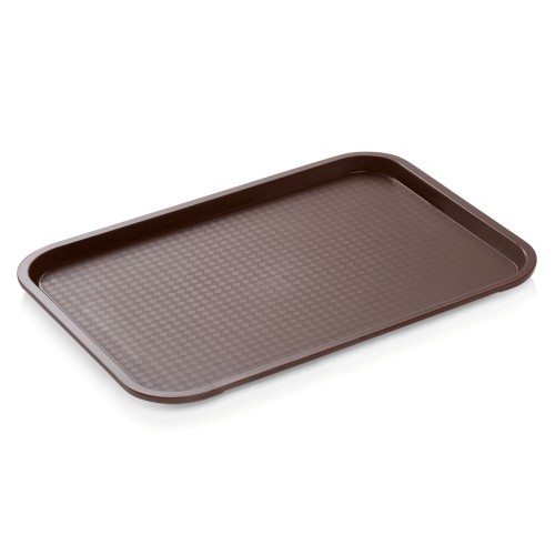 Tablett, Stapelnocken, Randverstärkung. Material: Polypropylen. Serie: Tray 92. Farbe: braun.