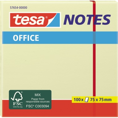 tesa® Haftnotiz Office Notes 75 x 75 mm (B x H) gelb 100 Bl.