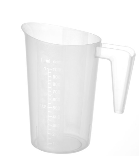 Hendi Messbecher aus Polypropylen, Inhalt: 1 Liter, stapelbar, mit Griff, Länge: 12,4 cm, Breite; 12,4 cm, Höhe: 17 cm