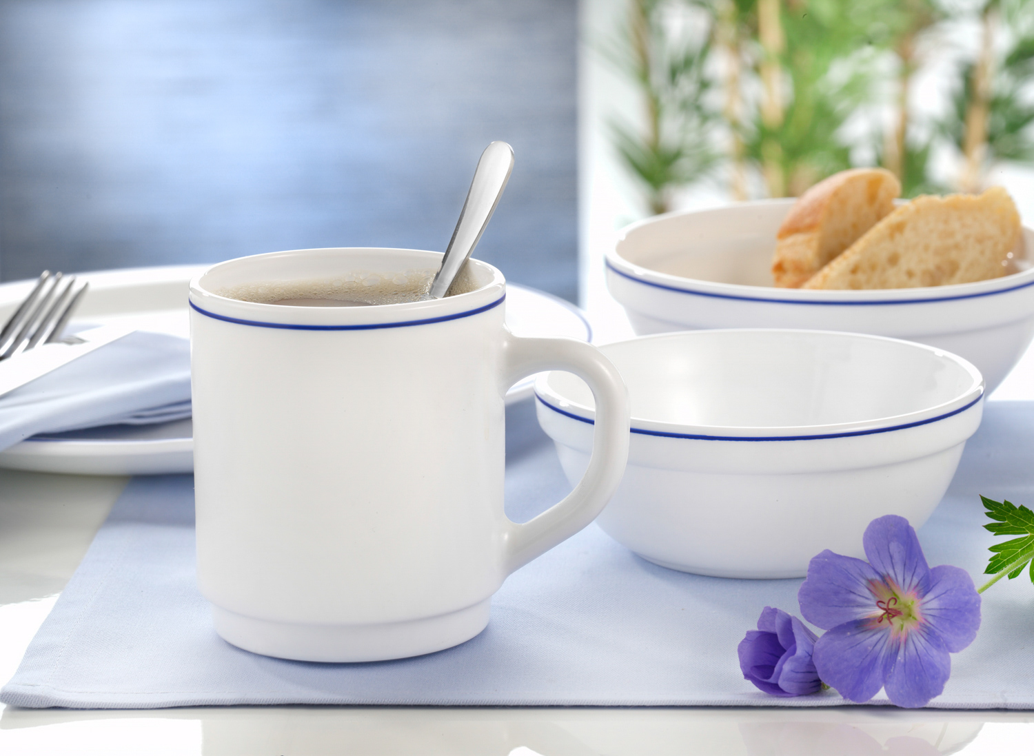 Suppenuntertasse 15,5 cm, aus Hartglas ARCOROC - Dekor Delft.