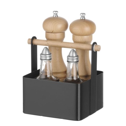 Table Caddy mit Holzgriff, schwarz, 170x130x160 mm