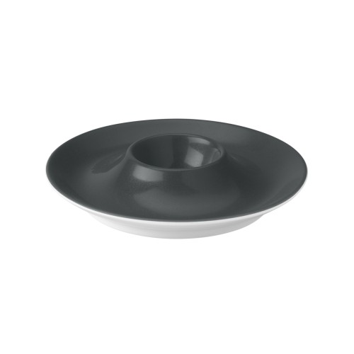 Seltmann Eierbecher mit Ablage, rund, Form: Coup Fine Dining, Dekor: 57273 anthrazit, hohe Kantenschlagfestigkeit, Made in Germany