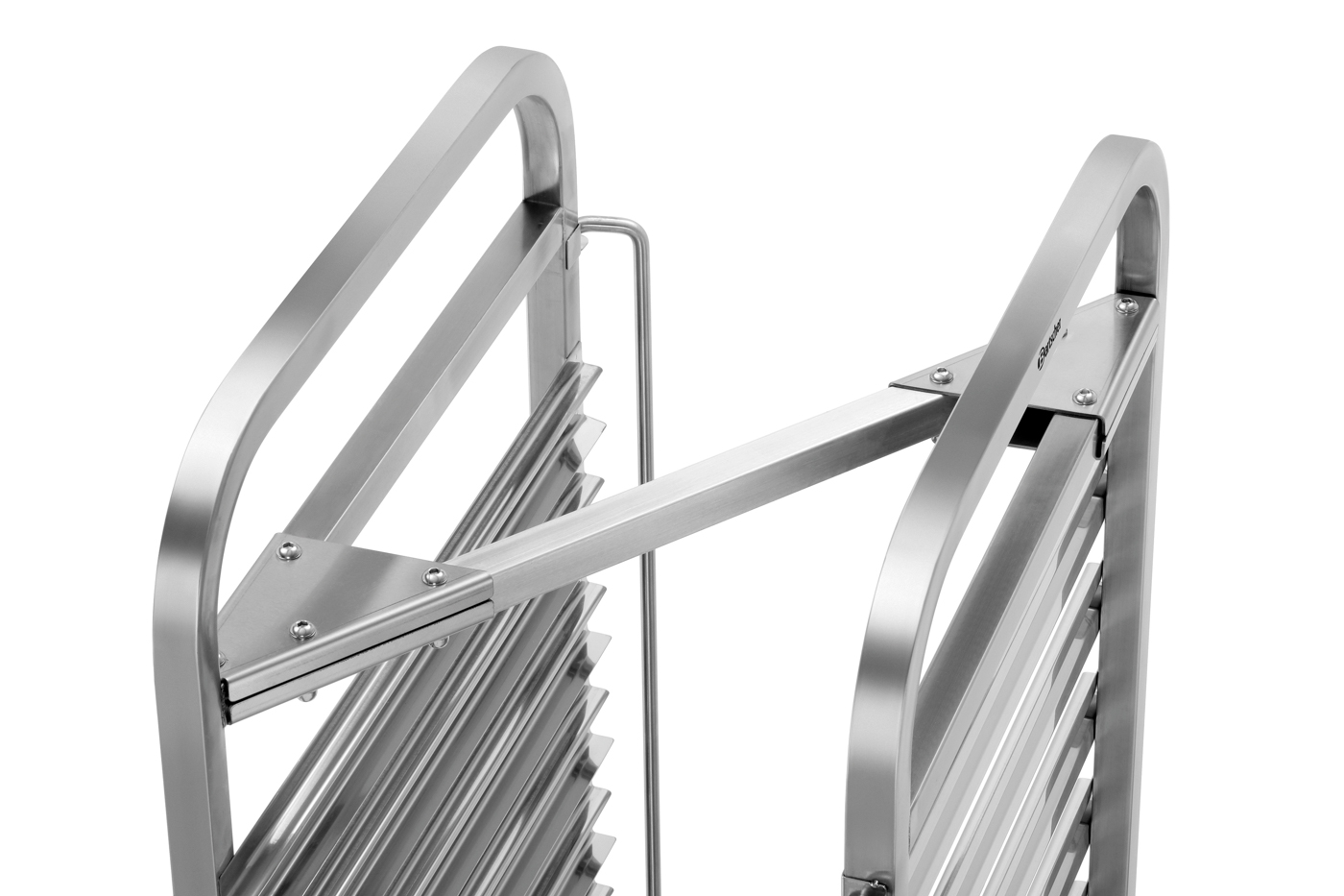 Bartscher Gastronormwagen AGN1500-1/1 | Je eineBehältersicherung an Vorder- und Rückseite |Maße: 44 x 61,5 x 171,0 cm. Gewicht: 20,6 kg