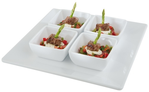 Tablett -PURE- 21 x 21 cm, H: 3 cm Melamin, weiß spülmaschinengeeignet stapelbar nicht mikrowellengeeignet keine direkte Hitze