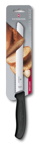 Victorinox SwissClassic, Brotmesser, Wellenschliff, 21 cm, schwarz, Blister