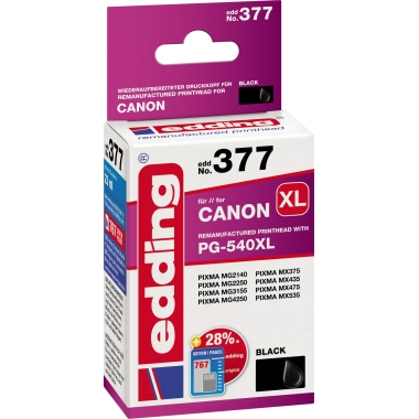 edding Tintenpatrone Canon PG-540XL EDD-377 ca. 765 Seiten schwarz 23ml, Verwendung für Druckertyp: Canon PIXMA MG