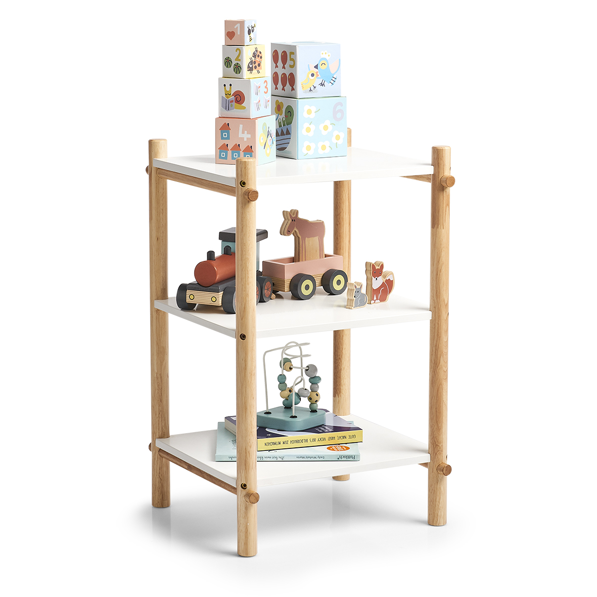 Kinder-Regal, MDF; Gummibaum, 35x35x58,5 cm. Farbe: weiß. Das nordische Design begeistert nicht nur die Großen, sondern auch schon die