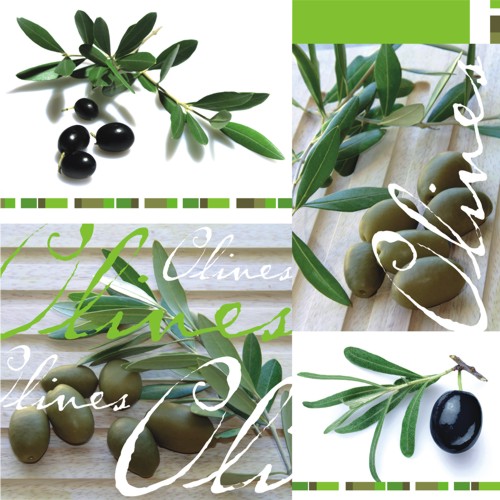 20 Servietten, 3-lagig 1/4-Falz 33 cm x 33 cm "Olives" von PAPSTAR