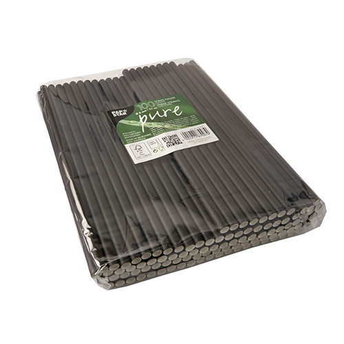 100 Shake-Halme, Papier Ø 8 mm · 25 cm schwarz von PAPSTAR