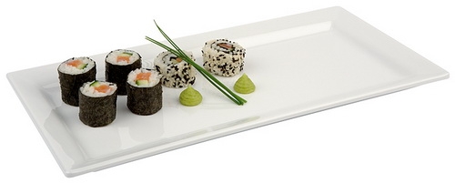 Tablett -PURE- 35,5 x 18 cm, H: 3 cm Melamin, weiß spülmaschinengeeignet stapelbar nicht mikrowellengeeignet keine direkte