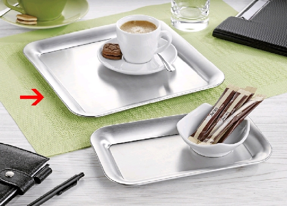 Kaffeehaustablett CHARME für 1-2 Personen, quadratisch, 23 x 23 x 1,5 cm (LxBxH), ohne Rand ca. 18 x 18 cm
