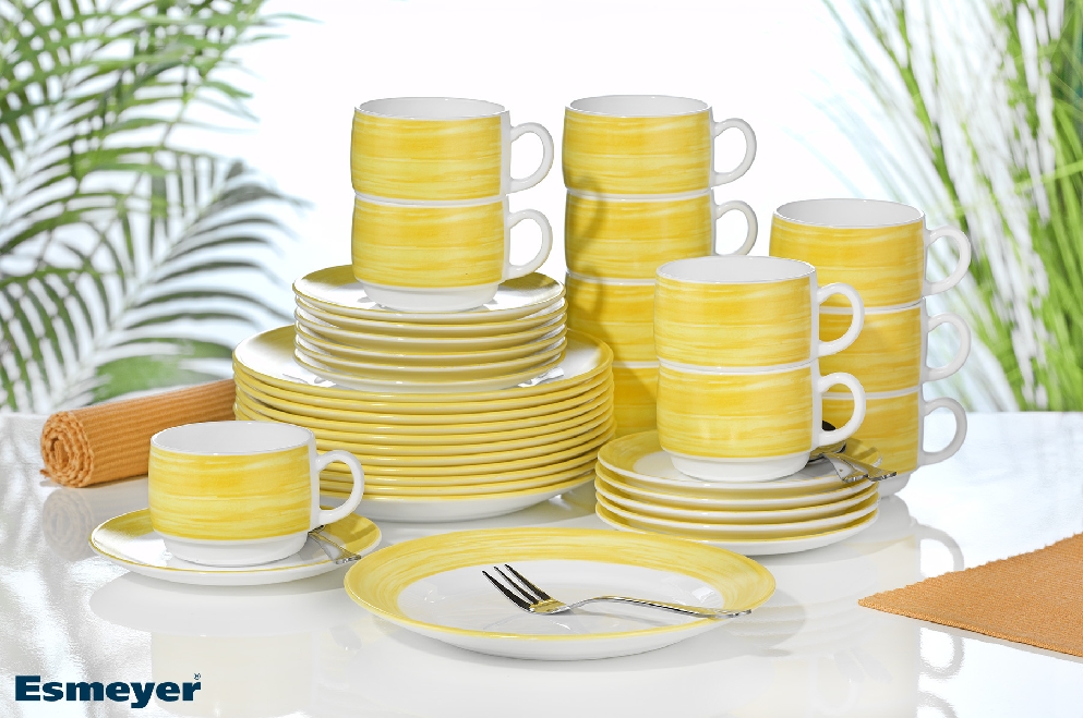 Kaffeeobertasse 0,19 l aus Opalglas Form BRUSH - Yellow / Gelb von Arcoroc