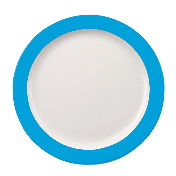 Teller flach 25,5 cm - Form: Color mit System -, Dekor 79878 Hellblau - aus Porzellan. Hersteller:, Eschenbach. "Made in Germany".