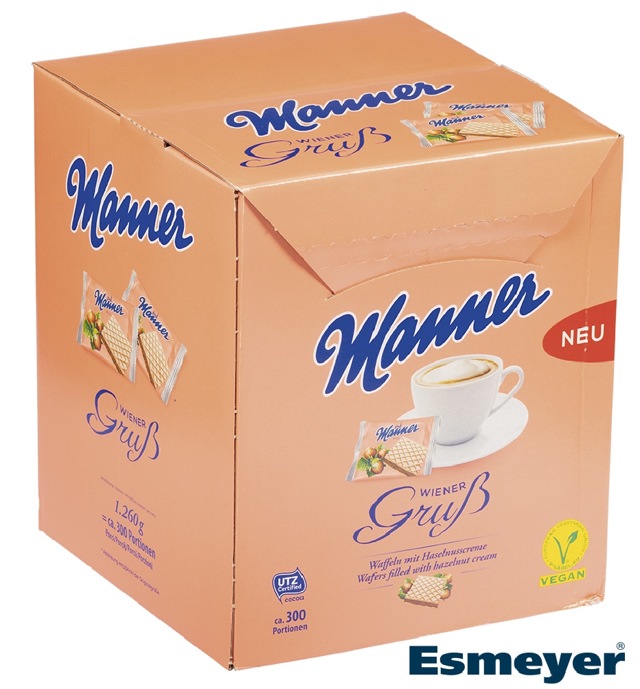 Manner Waffel WIENER GRUSS, Inhalt: 300 Stück á 4,2 g je Thekenkarton.