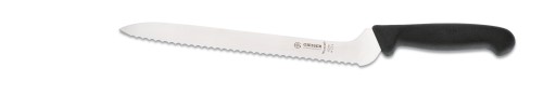 Brotmesser abgewinkelte Klinge 23 cm, Wellenschliff, schwarz Giesser - Made in Germany